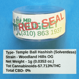 RED SEAL  Hash Rosin - Woodland Hills OG     Ice Water Extraction       (chemical free)
